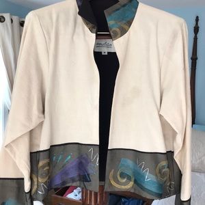 Linen and silk jacket with watercolor type detail